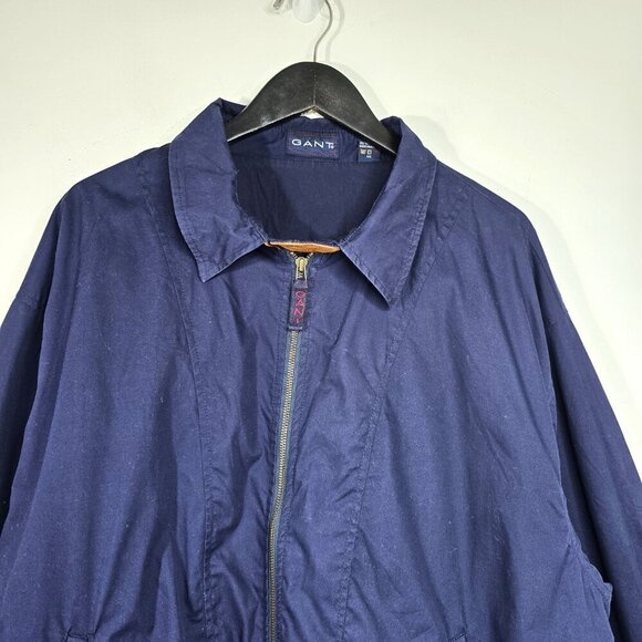 Vintage GANT NAvy Blue HArrington Leather Accent Bomber Varsity Zip Up Jacket - Picture 6 of 12